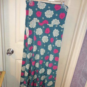 LuLaRoe maxi skirt size small new with tags green and pink very comfortable